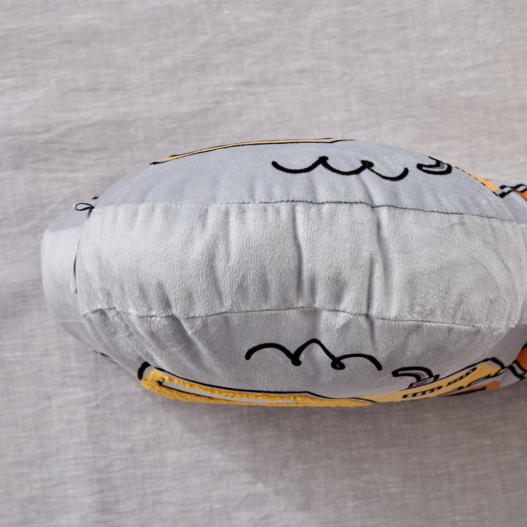 Slate Kids Velvet Printed JCB Filled Cushion - 45x28cm