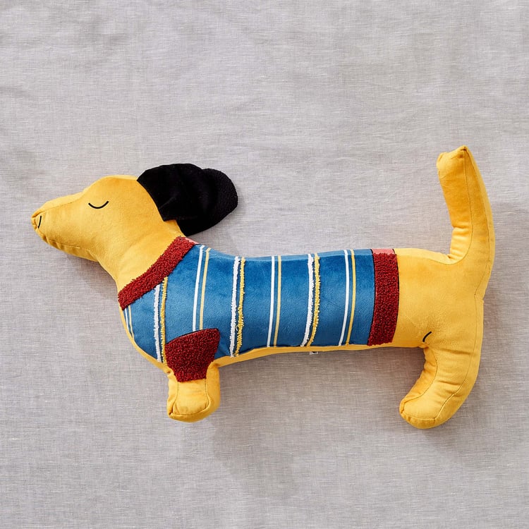 Slate Kids Velvet Puppy Filled Cushion - 55x33cm