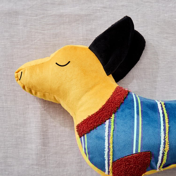Slate Kids Velvet Puppy Filled Cushion - 55x33cm