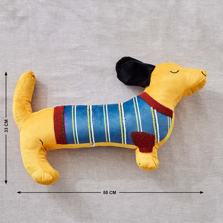 Slate Kids Velvet Puppy Filled Cushion - 55x33cm
