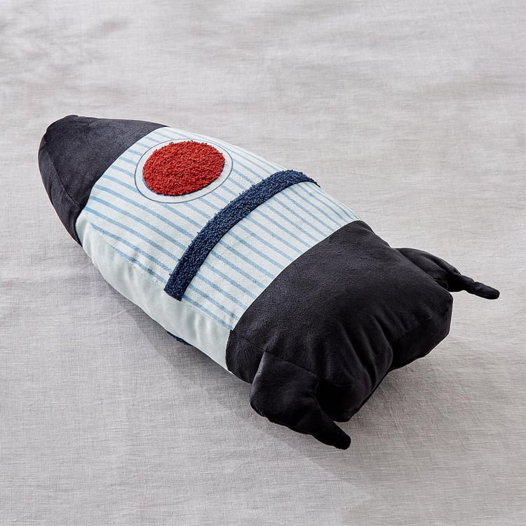 Slate Kids Velvet Rocket Filled Cushion - 24x49cm