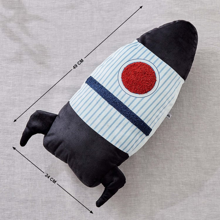 Slate Kids Velvet Rocket Filled Cushion - 24x49cm