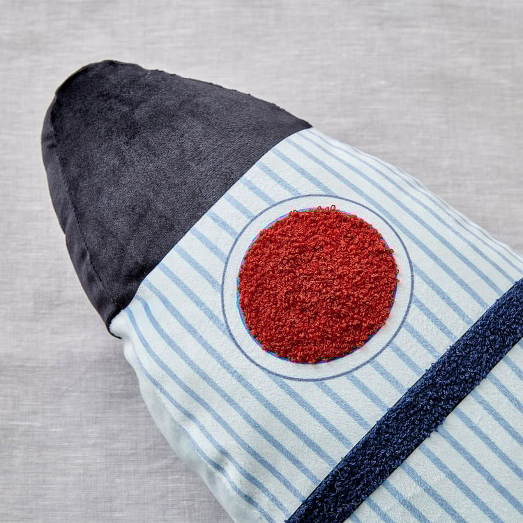 Slate Kids Velvet Rocket Filled Cushion - 24x49cm