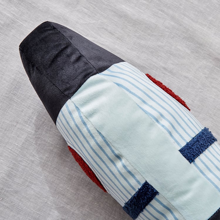 Slate Kids Velvet Rocket Filled Cushion - 24x49cm