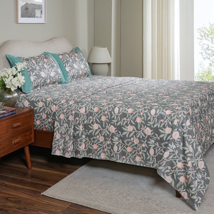MASPAR Sensory Bloom Cotton 200TC Printed 3Pcs Super King Bedsheet Set