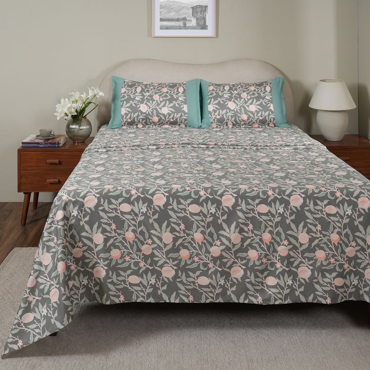 MASPAR Sensory Bloom Cotton 200TC Printed 3Pcs Super King Bedsheet Set