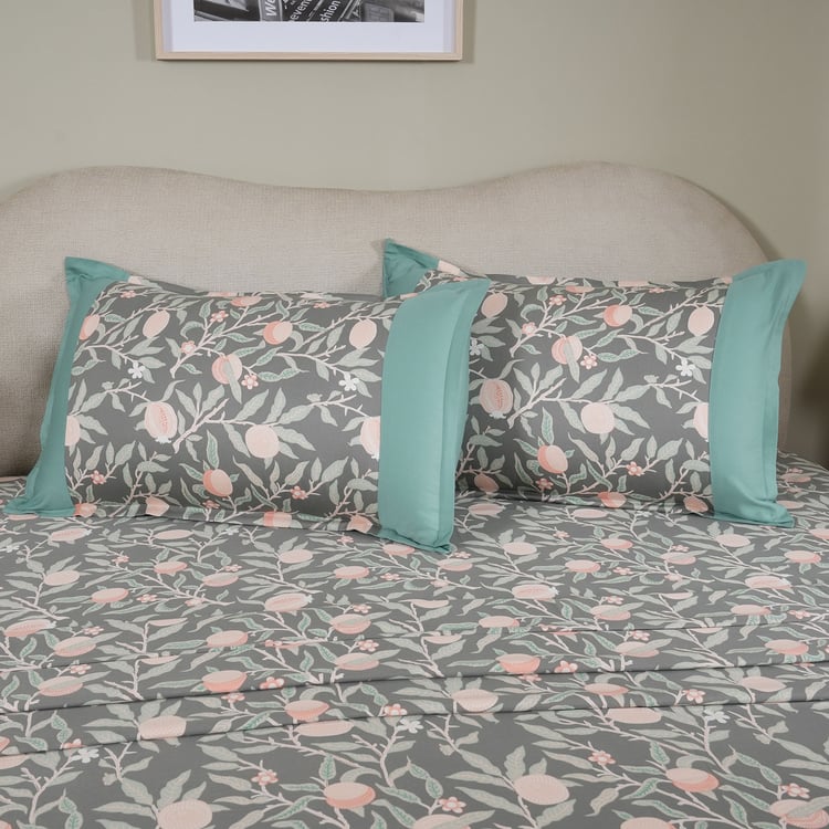 MASPAR Sensory Bloom Cotton 200TC Printed 3Pcs Super King Bedsheet Set