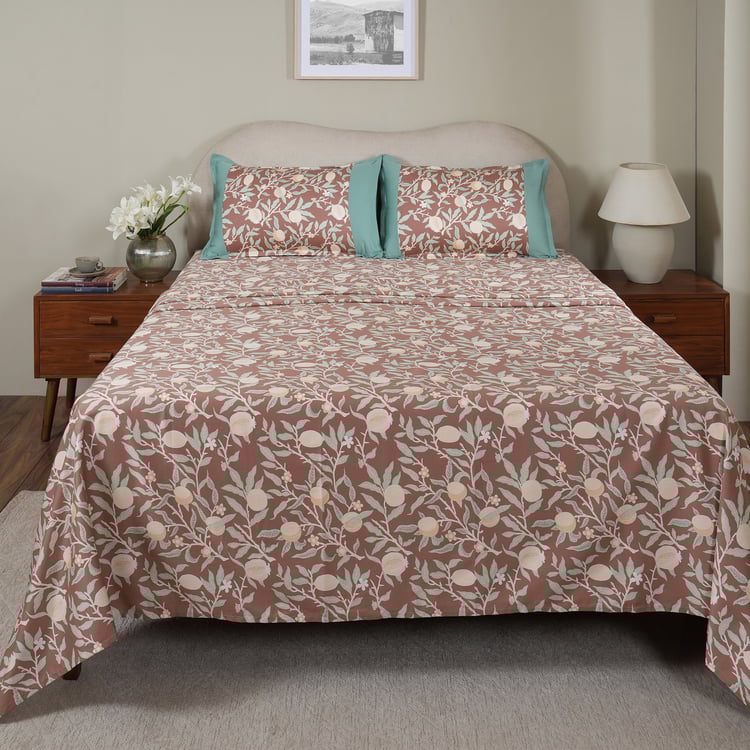 MASPAR Sensory Bloom Cotton 200TC Printed 3Pcs Queen Bedsheet Set