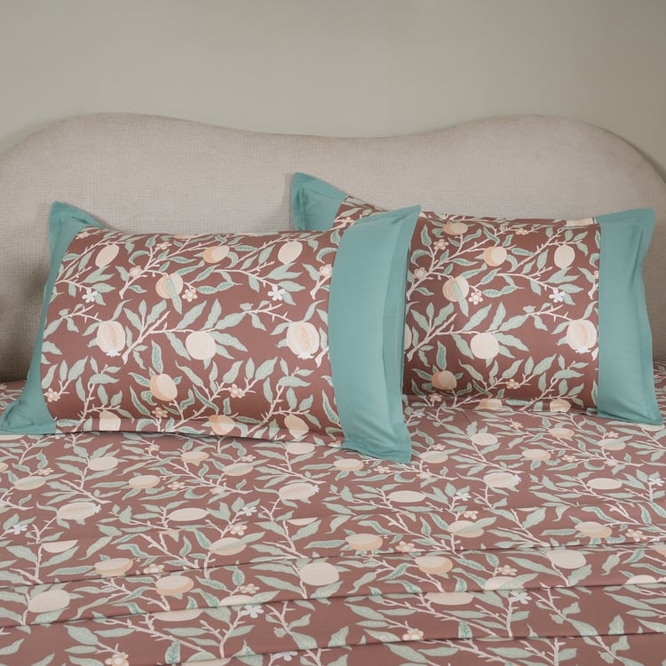 MASPAR Sensory Bloom Cotton 200TC Printed 3Pcs Queen Bedsheet Set