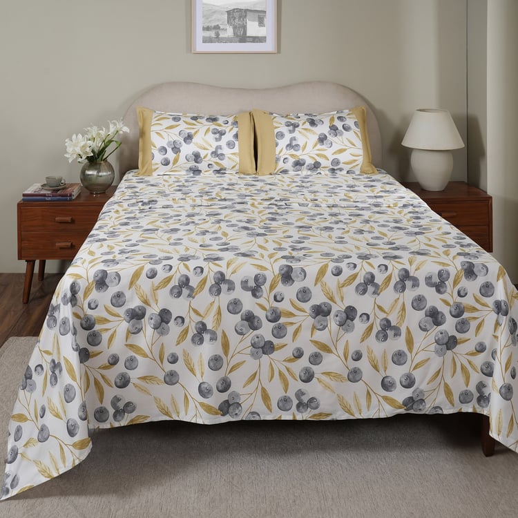 MASPAR Sensory Bloom  Cotton 200TC Floral Print 3Pcs Queen Bedsheet Set