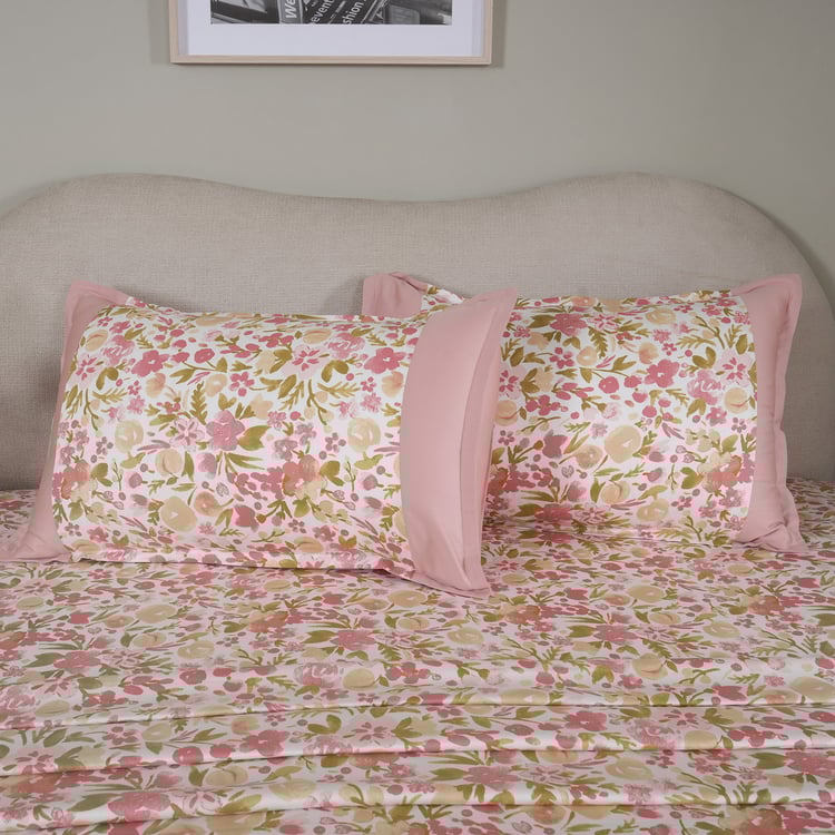 MASPAR Sensory Bloom Cotton 200TC Floral Print 3Pcs Queen Bedsheet Set