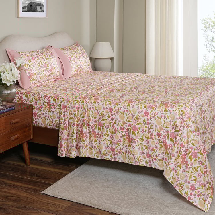 MASPAR Sensory Bloom Cotton 200TC Floral Print 3Pcs Super King Bedsheet Set