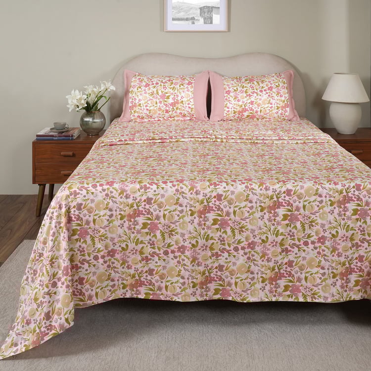 MASPAR Sensory Bloom Cotton 200TC Floral Print 3Pcs Super King Bedsheet Set