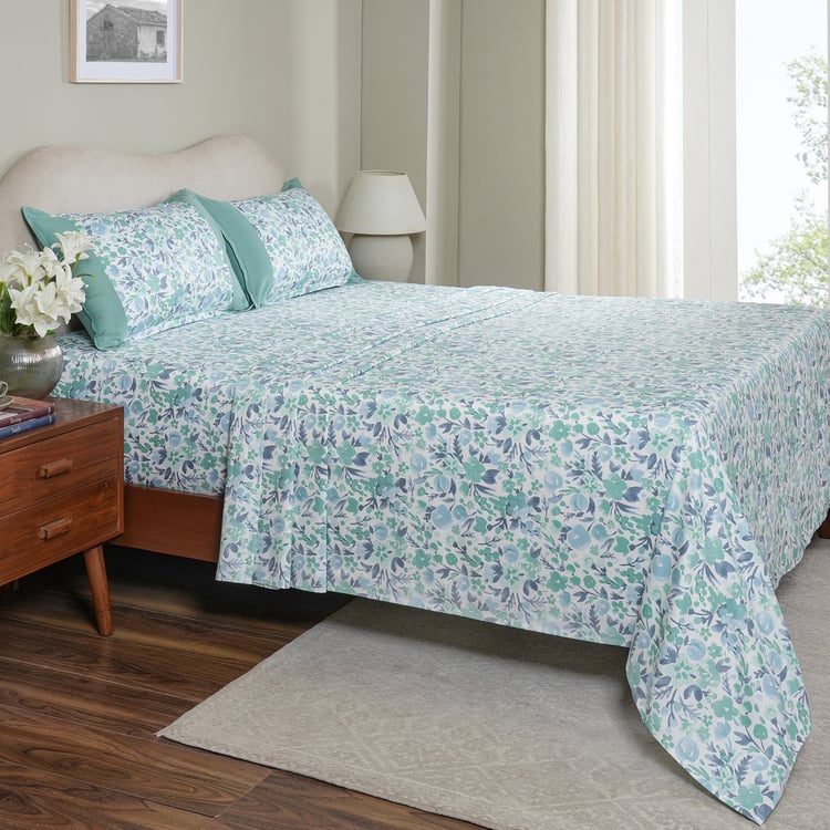 MASPAR Sensory Bloom Cotton 200TC Floral Print 3Pcs Queen Bedsheet Set