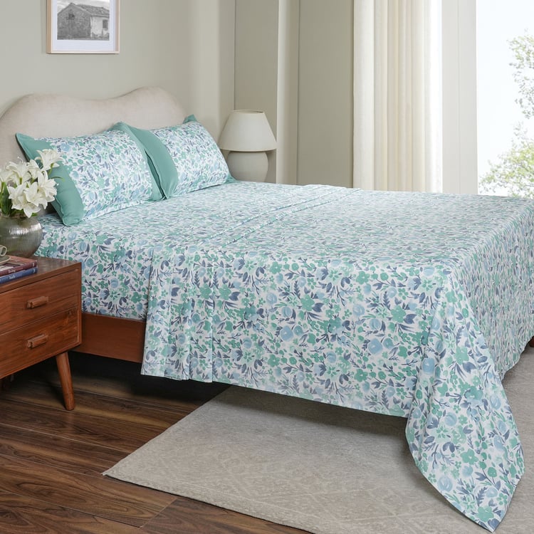 MASPAR Sensory Bloom Cotton 200TC Floral Print 3Pcs Super King Bedsheet Set
