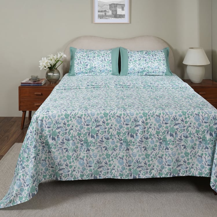 MASPAR Sensory Bloom Cotton 200TC Floral Print 3Pcs Super King Bedsheet Set