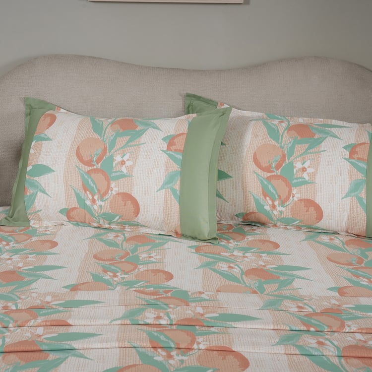 MASPAR Sensory Bloom Cotton 200TC Printed 3Pcs Queen Bedsheet Set