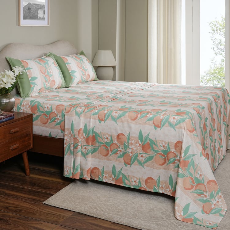 MASPAR Sensory Bloom Cotton 200TC Printed 3Pcs Super King Bedsheet Set