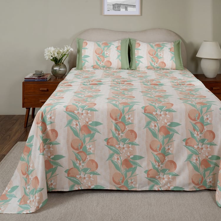 MASPAR Sensory Bloom Cotton 200TC Printed 3Pcs Super King Bedsheet Set