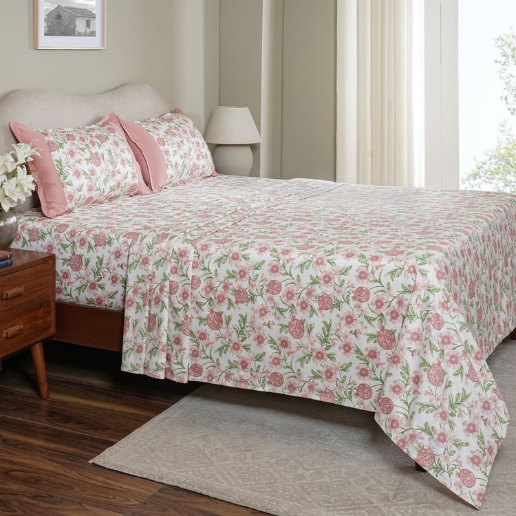 MASPAR Sensory Bloom Cotton 200TC Floral Print 3Pcs Queen Bedsheet Set