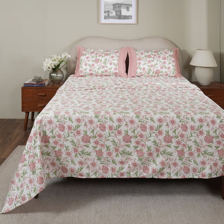 MASPAR Sensory Bloom Cotton 200TC Floral Print 3Pcs Queen Bedsheet Set