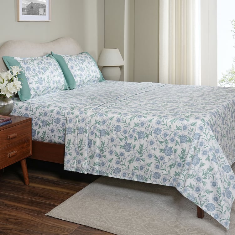 MASPAR Sensory Bloom Cotton 200TC Floral Print 3Pcs Super King Bedsheet Set