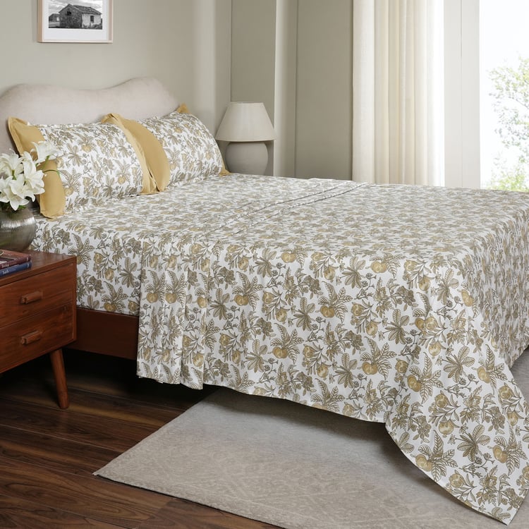 MASPAR Sensory Bloom Cotton 200TC Printed 3Pcs Super King Bedsheet Set