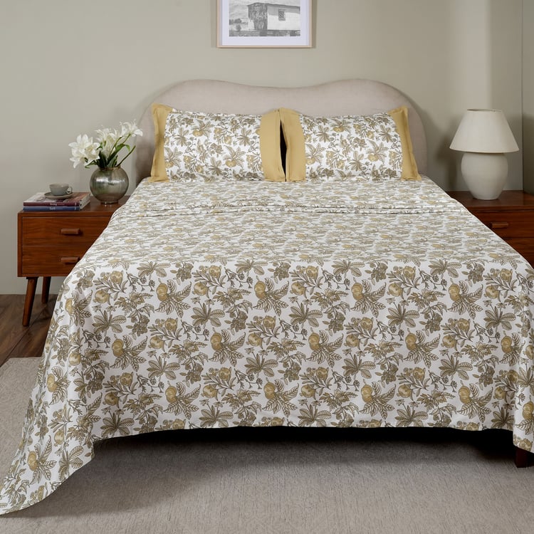 MASPAR Sensory Bloom Cotton 200TC Printed 3Pcs Super King Bedsheet Set
