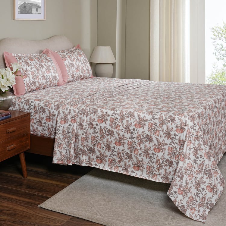 MASPAR Sensory Bloom Cotton 200TC Printed 3Pcs Queen Bedsheet Set