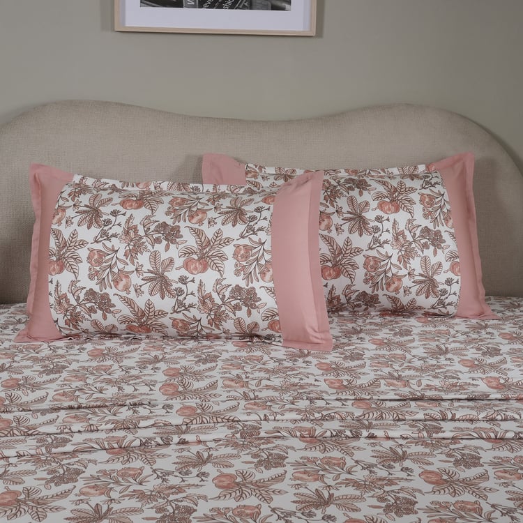 MASPAR Sensory Bloom Cotton 200TC Printed 3Pcs Queen Bedsheet Set