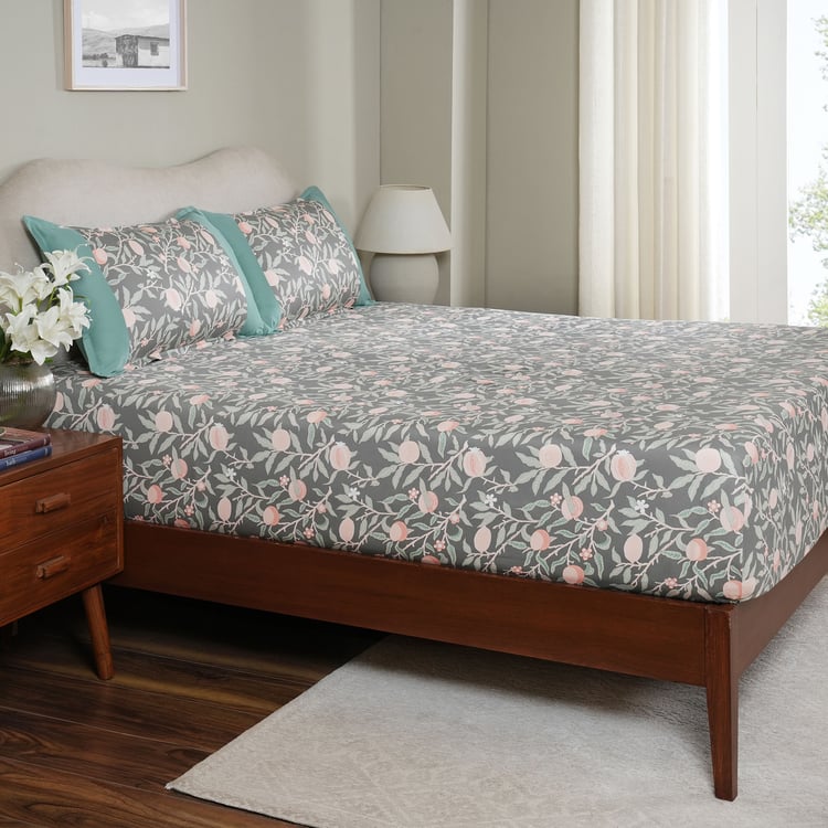 MASPAR Sensory Bloom Cotton 200TC Floral Print 3Pcs King Fitted Bedsheet Set