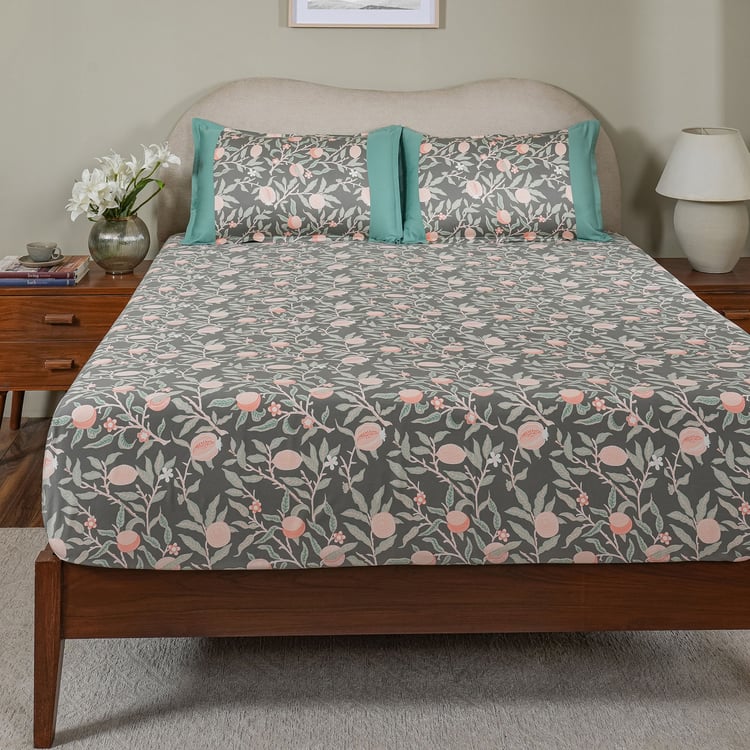 MASPAR Sensory Bloom Cotton 200TC Floral Print 3Pcs King Fitted Bedsheet Set