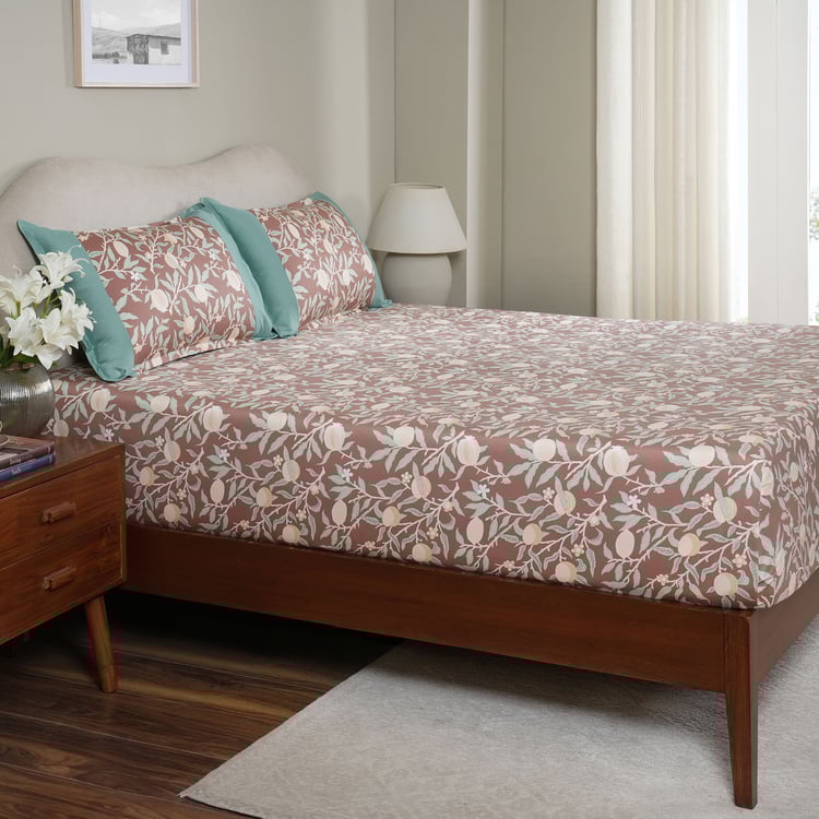 MASPAR Sensory Bloom Cotton 200TC Printed 3Pcs King Fitted Bedsheet Set