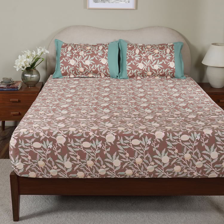 MASPAR Sensory Bloom Cotton 200TC Printed 3Pcs King Fitted Bedsheet Set