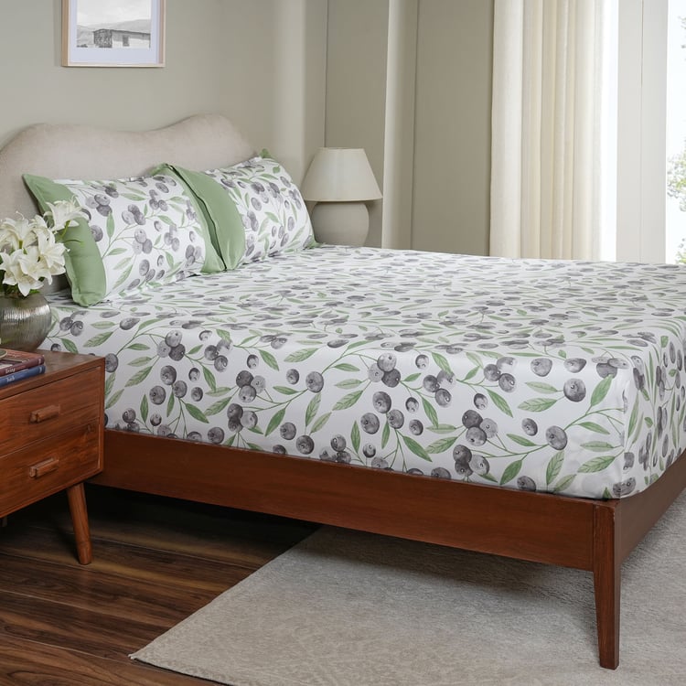 MASPAR Sensory Bloom Cotton 200TC Printed 3Pcs King Fitted Bedsheet Set