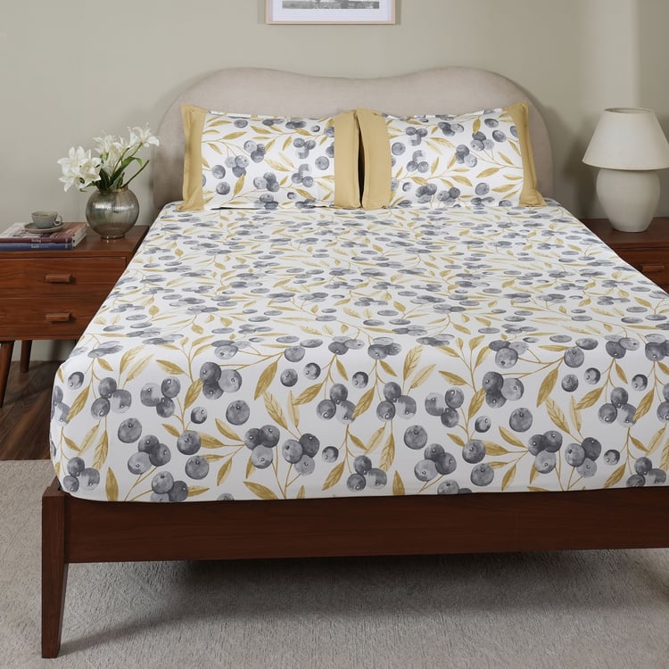 MASPAR Sensory Bloom Cotton 200TC Printed 3Pcs King Fitted Bedsheet Set