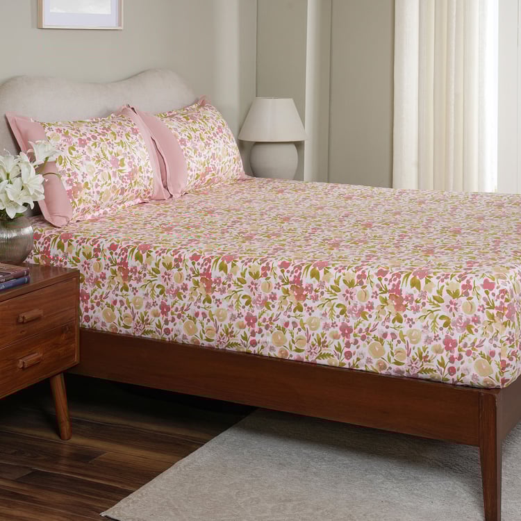 MASPAR Sensory Bloom Cotton 200TC Floral Print 3Pcs King Fitted Bedsheet Set