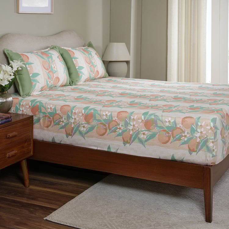 MASPAR Sensory Bloom Cotton 200TC Printed 2Pcs Single Fitted Bedsheet Set