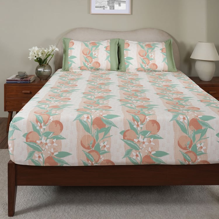 MASPAR Sensory Bloom Cotton 200TC Printed 2Pcs Single Fitted Bedsheet Set
