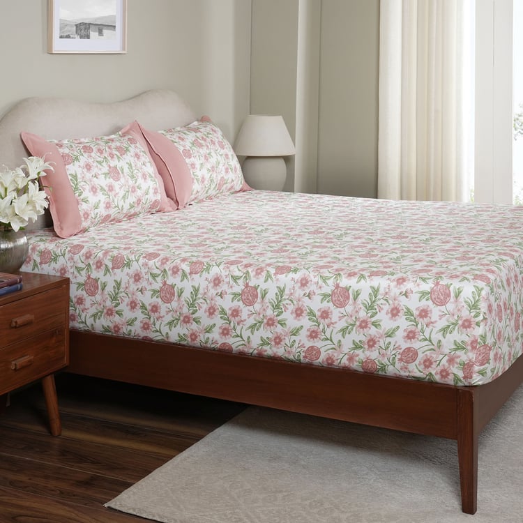 MASPAR Sensory Bloom Cotton 200TC Floral Print 3Pcs King Fitted Bedsheet Set