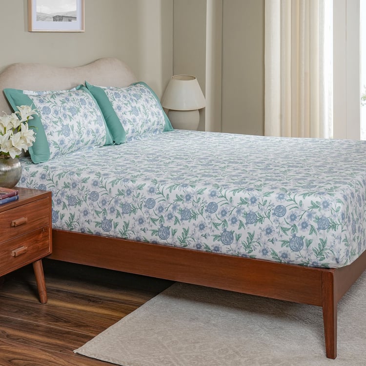 MASPAR Sensory Bloom Cotton 200TC Floral Print 3Pcs King Fitted Bedsheet Set