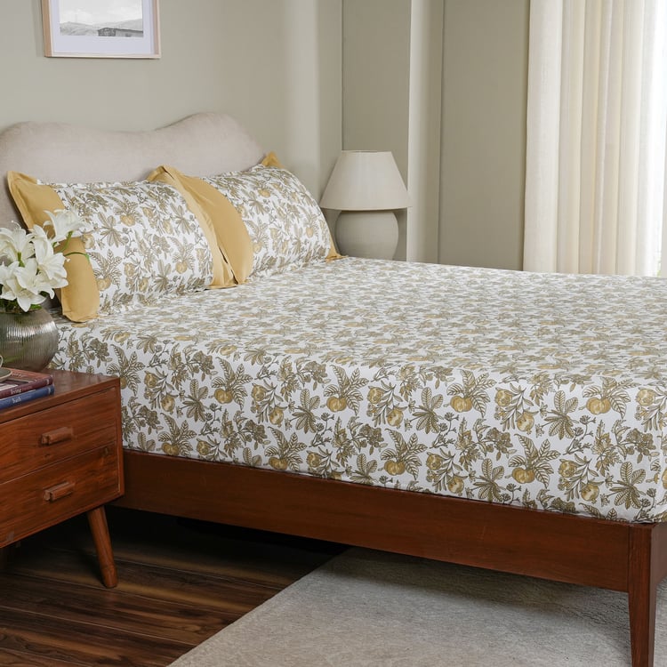 MASPAR Sensory Bloom Cotton 200TC Printed 3Pcs King Fitted Bedsheet Set