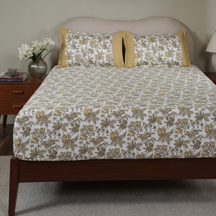 MASPAR Sensory Bloom Cotton 200TC Printed 3Pcs King Fitted Bedsheet Set