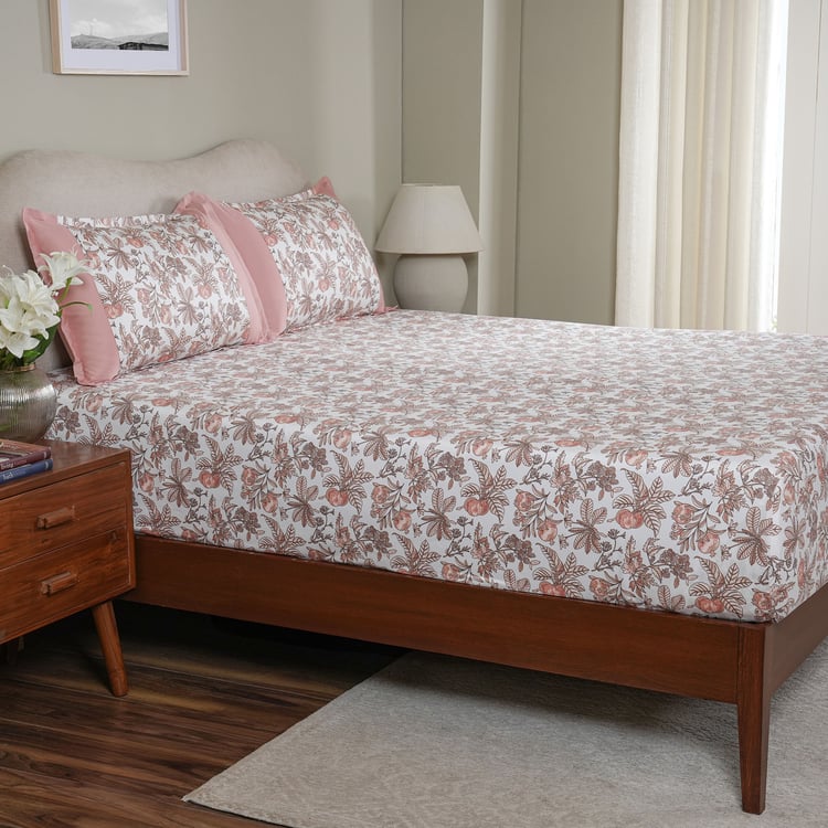 MASPAR Sensory Bloom Cotton 200TC Printed 3Pcs King Fitted Bedsheet Set