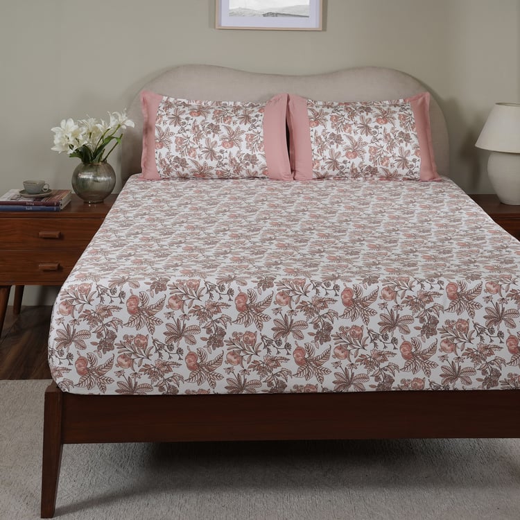 MASPAR Sensory Bloom Cotton 200TC Printed 3Pcs King Fitted Bedsheet Set