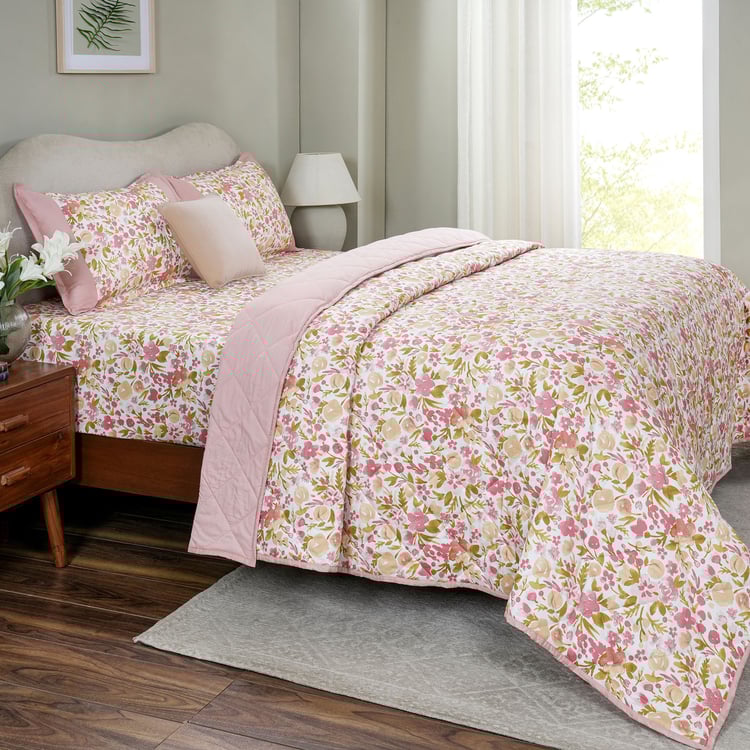 MASPAR Sensory Bloom Cotton 6Pcs Floral Print Double Bed-In-A-Bag Set