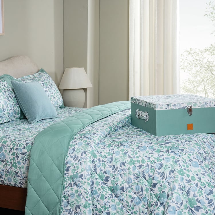 MASPAR Sensory Bloom Cotton 6Pcs Floral Print Double Bed-In-A-Bag Set