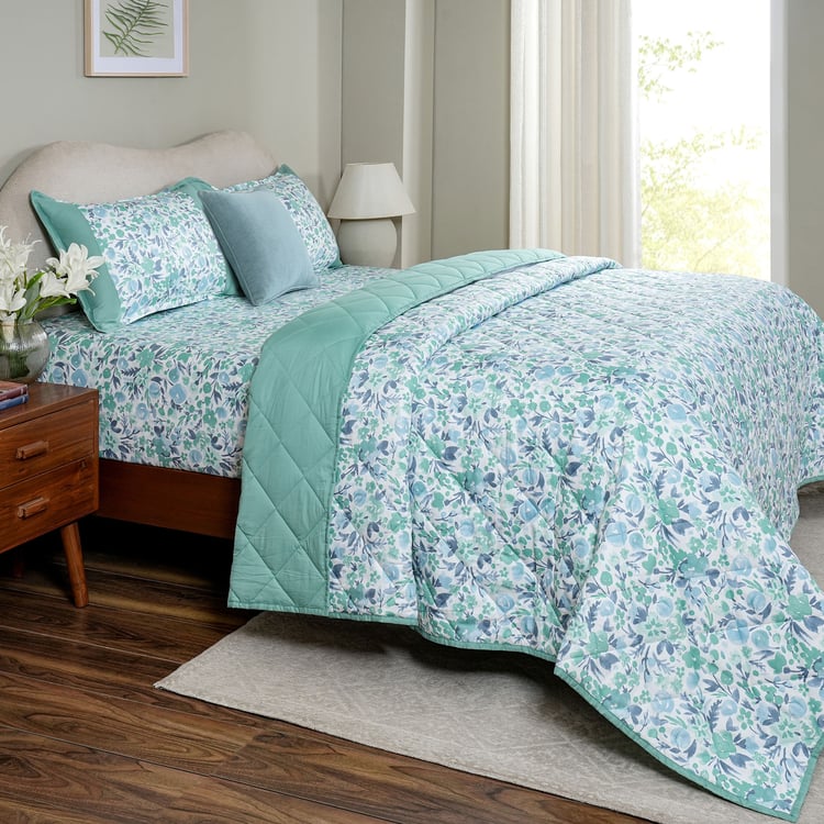 MASPAR Sensory Bloom Cotton 6Pcs Floral Print Double Bed-In-A-Bag Set