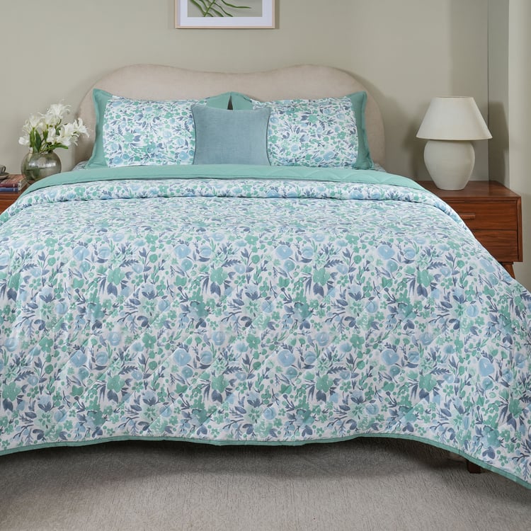 MASPAR Sensory Bloom Cotton 6Pcs Floral Print Double Bed-In-A-Bag Set