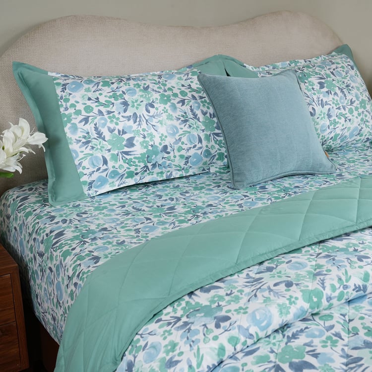 MASPAR Sensory Bloom Cotton 6Pcs Floral Print Double Bed-In-A-Bag Set